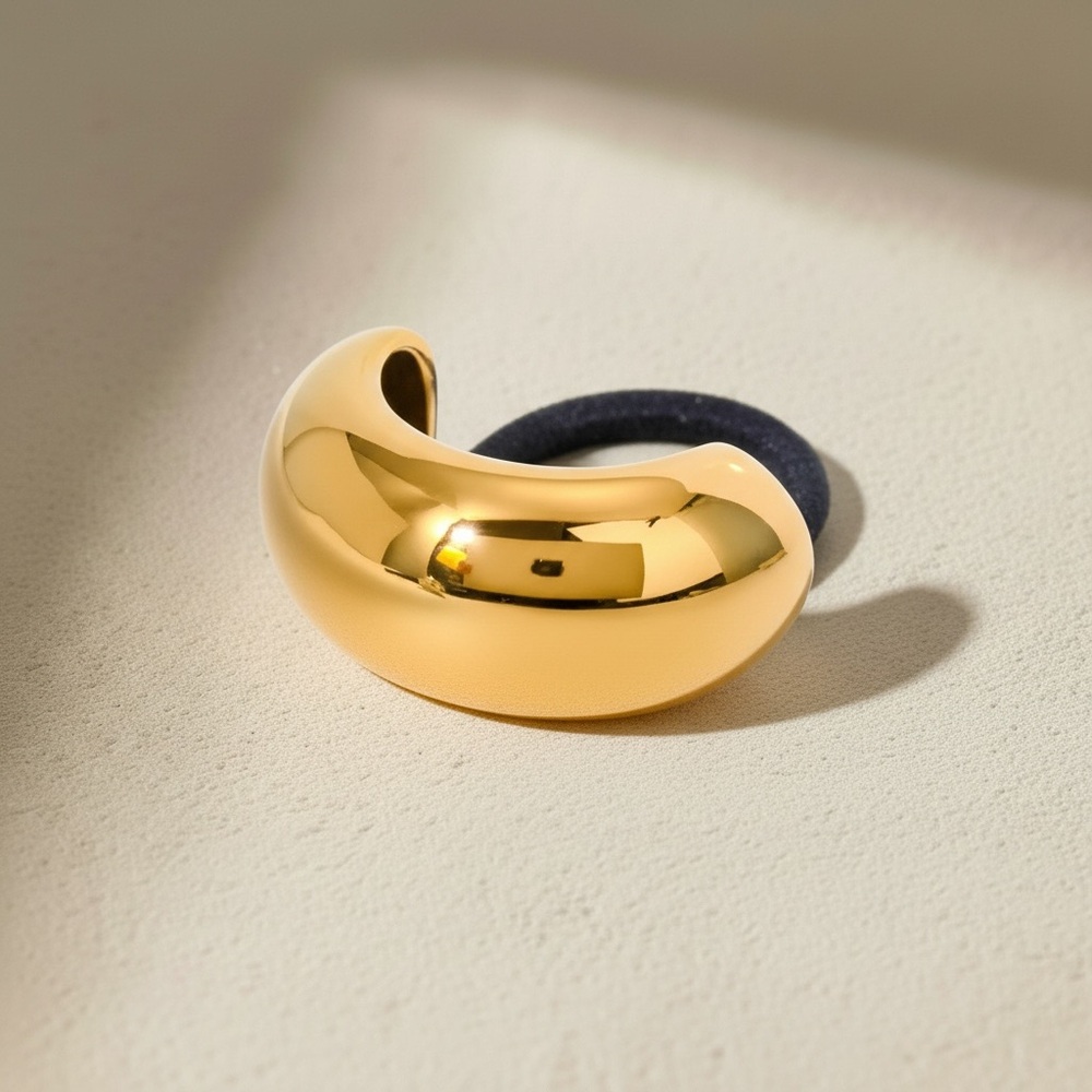 18K Gold Plated Sculptural Chunky Ponytail Cuff Minimal Hair Tie
